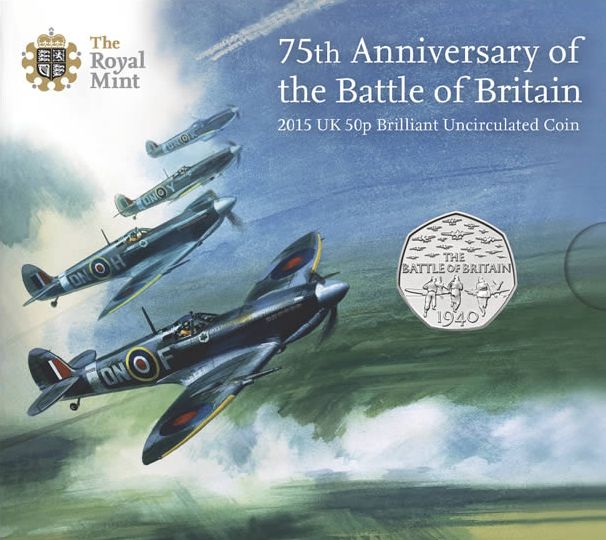 75th Anniversary Battle of Britain 50p Coin packaging