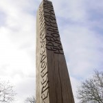 carved wooden obelisk by Gary Breeze